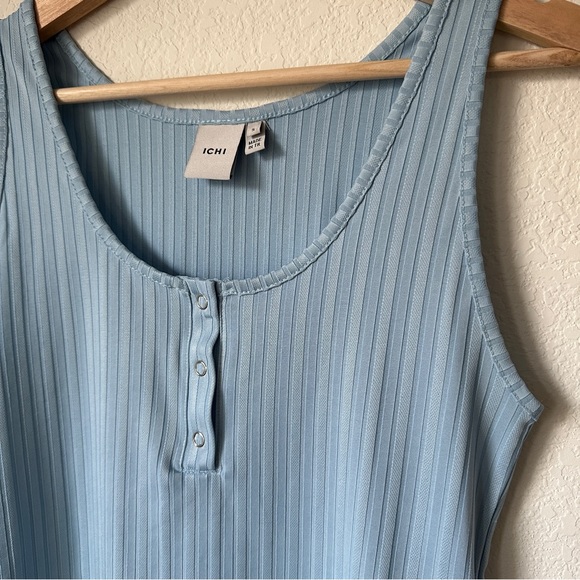ICHI Blue Ribbed Tank Top - Picture 2 of 6